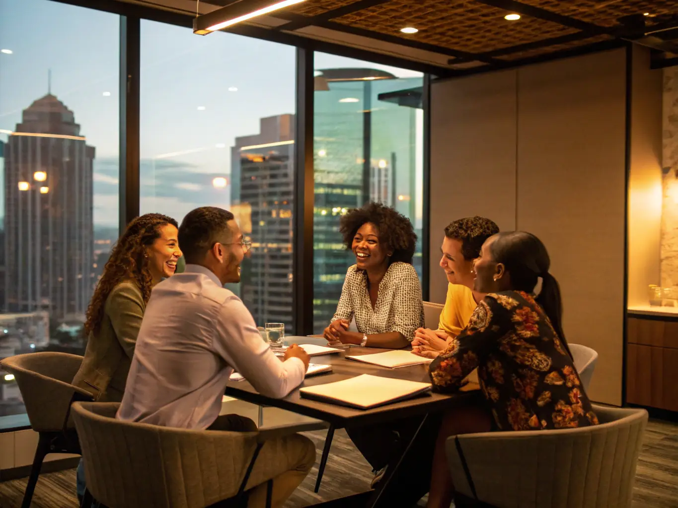 An image showing a group of professionals collaborating on investment strategies in a modern office setting.
