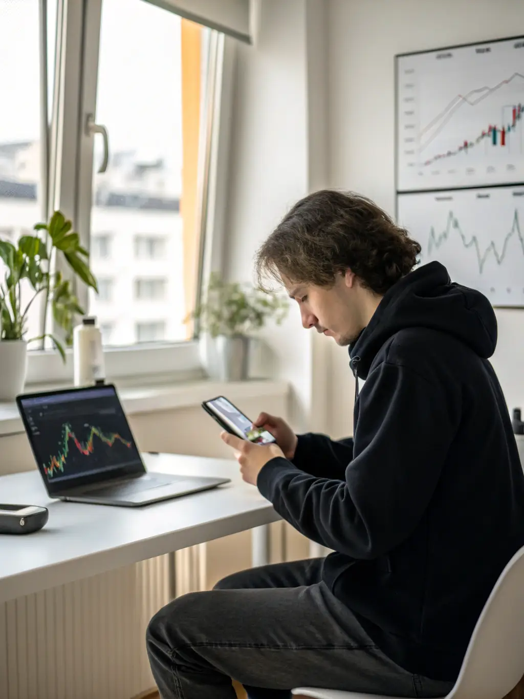 A modern and clean image of a person managing a cryptocurrency portfolio on a tablet, representing the innovative approach of the 'Cryptocurrency Investing' course.